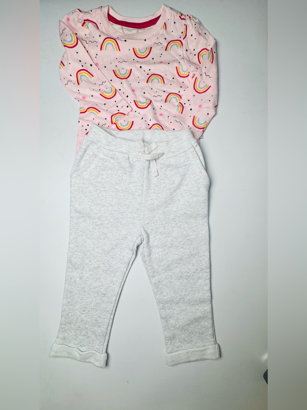 Koala Kids Pink Rainbow Top with Light Gray sweats - 18 m